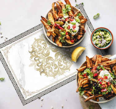 Individual para mesa elegante mármol blanco barroco - TenVinilo