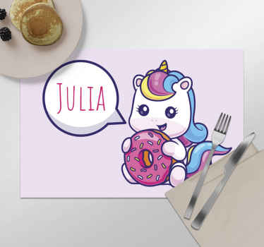unicorn with donut Personalised placemats - TenStickers