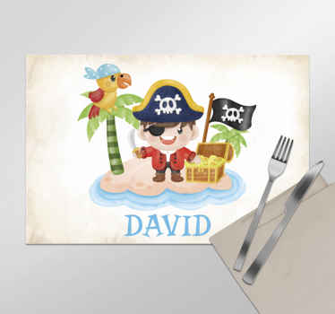 Mantel individual personalizable pirata de dibujos animados - TenVinilo