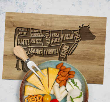 Typer oksekødsudskæringer dækkeserviet - TenStickers