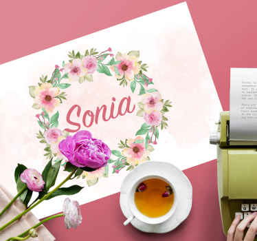 Individuais de mesa com nome flores em aquarela - TenStickers