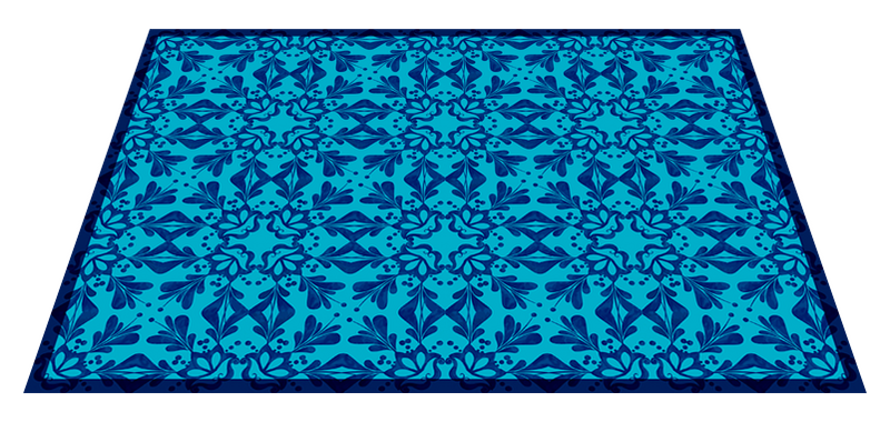 Individuais de mesa em vinil elegantes Mosaico azul com flores TenStickers. Individuais de mesa em vinil elegantes Mosaico azul com flores. Mosaico azul com individuais de mesa elegantes de flores. Fundo azul claro com moldura azul escuro e motivo de flor azul escuro em um padrão de estilo mosaico!