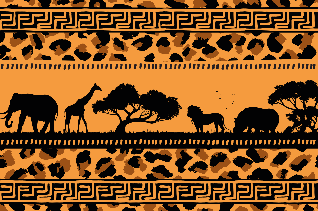 Leopard print with African Animals textured vinyl placemats - TenStickers