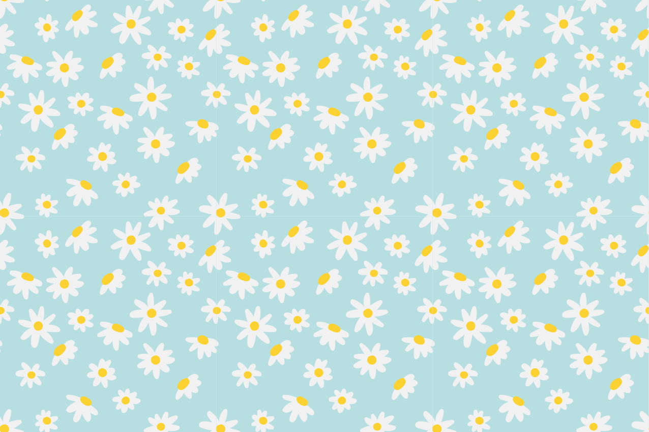 Cute daisy pattern on blue background modern vinyl placemats - TenStickers