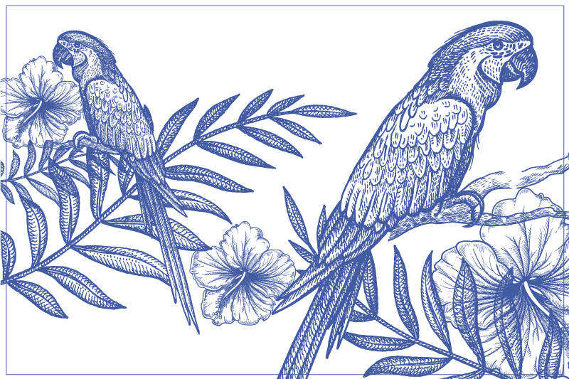 Afscheiden Microcomputer Riet Elegante placemats Blauwe vogels op planten - TenStickers