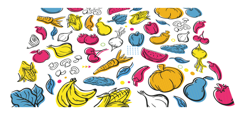 Fruits and vegetables mixed original vinyl placemats TenStickers