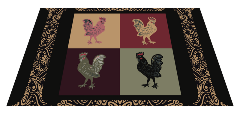 Four rooster ethnical style original vinyl placemats TenStickers