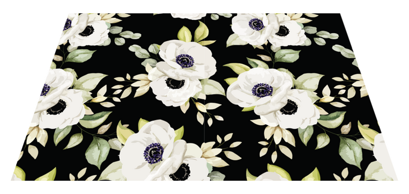 Vita Blommor P Svart Bakgrund Bordstablett Tenstickers