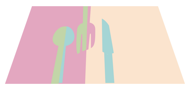 Pastel colors utensils modern placemats TenStickers