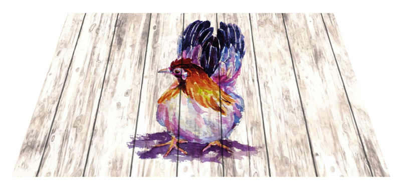 Drawn rooster on wooden texture original vinyl placemats TenStickers