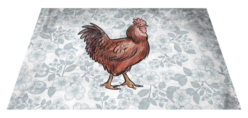 Typical rooster with white flowers original vinyl placemats TenStickers