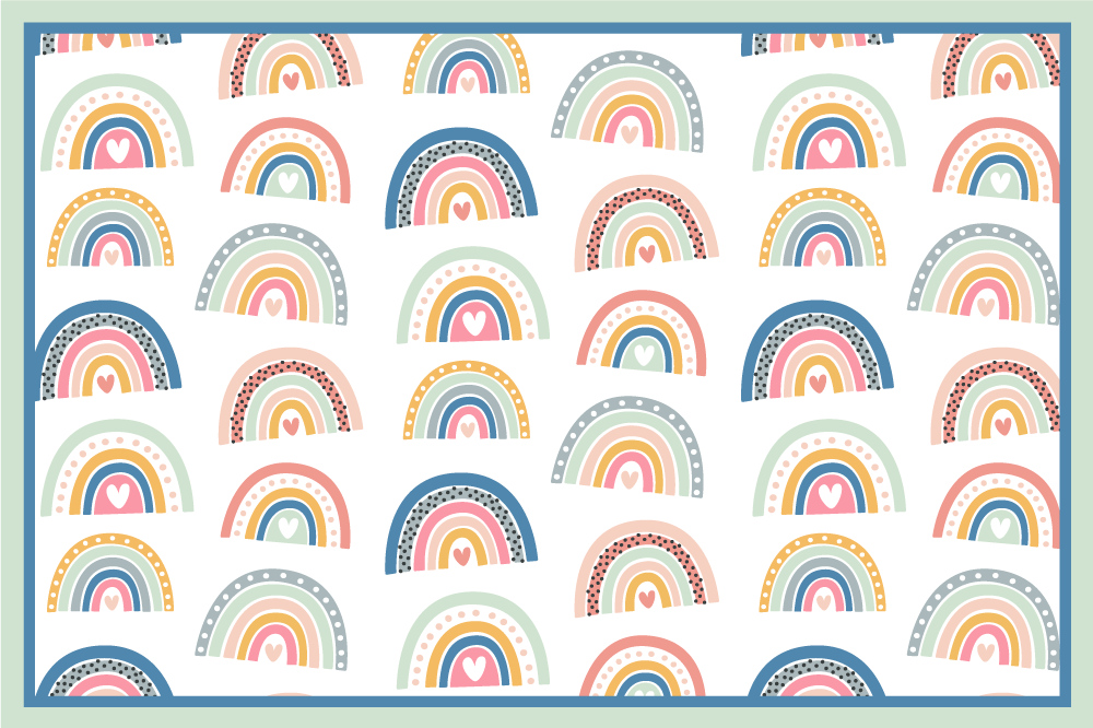 Mantel individual niños Patrón de arco iris minimalista colorido - TenVinilo
