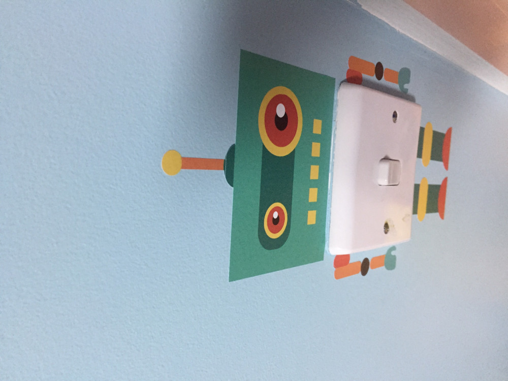 Personalisiert Wandkunst Aufkleber - Jungen Schlafzimmer - Rakete, Sterne, Name - Nur Nachricht Us Mit Der Name - Mitte Blau, M 580mm X 290mm