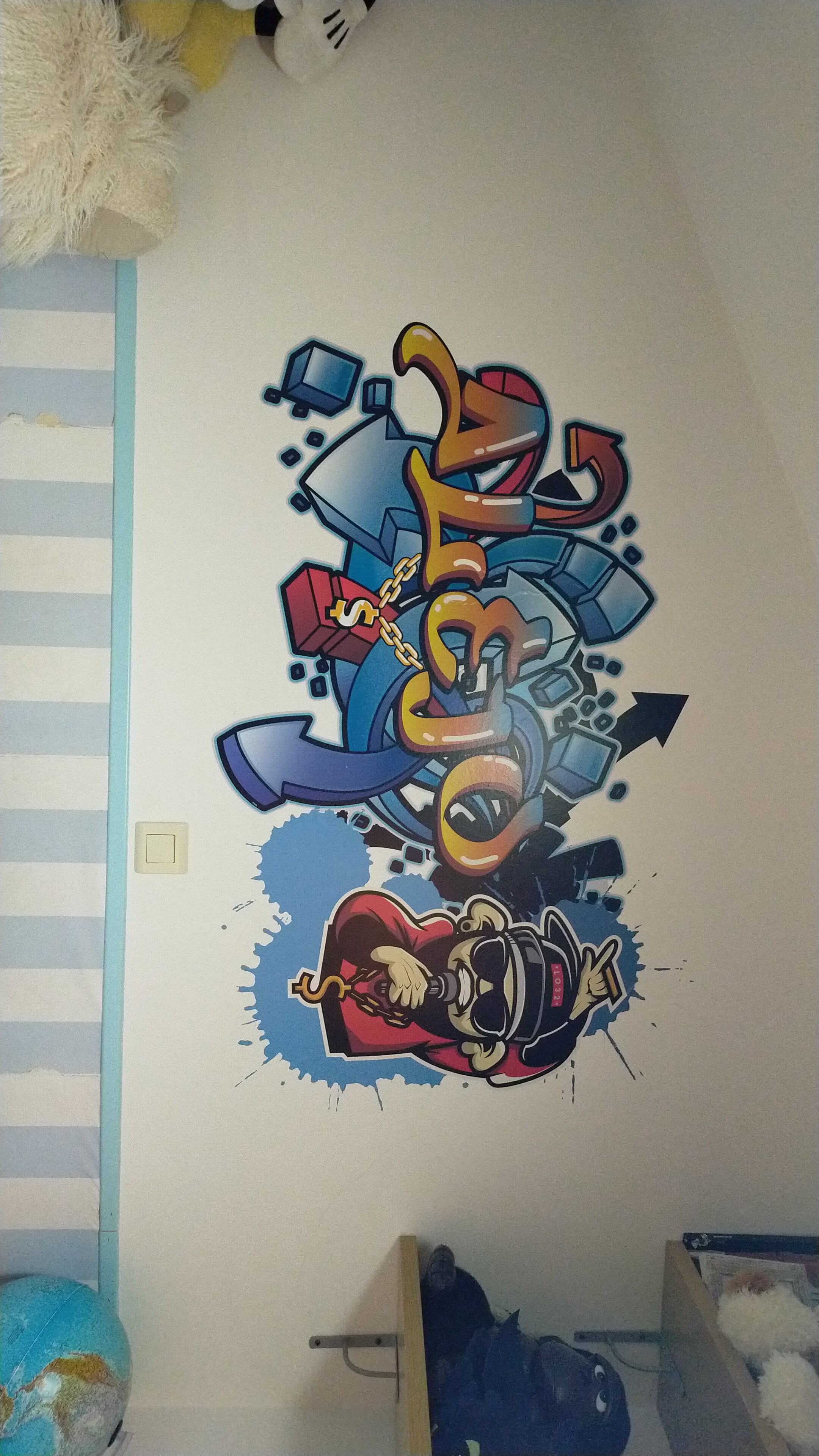 Autocollant Mural Prénom Personnalisé Style Graffiti 3D - Pour Chambre D'enfant