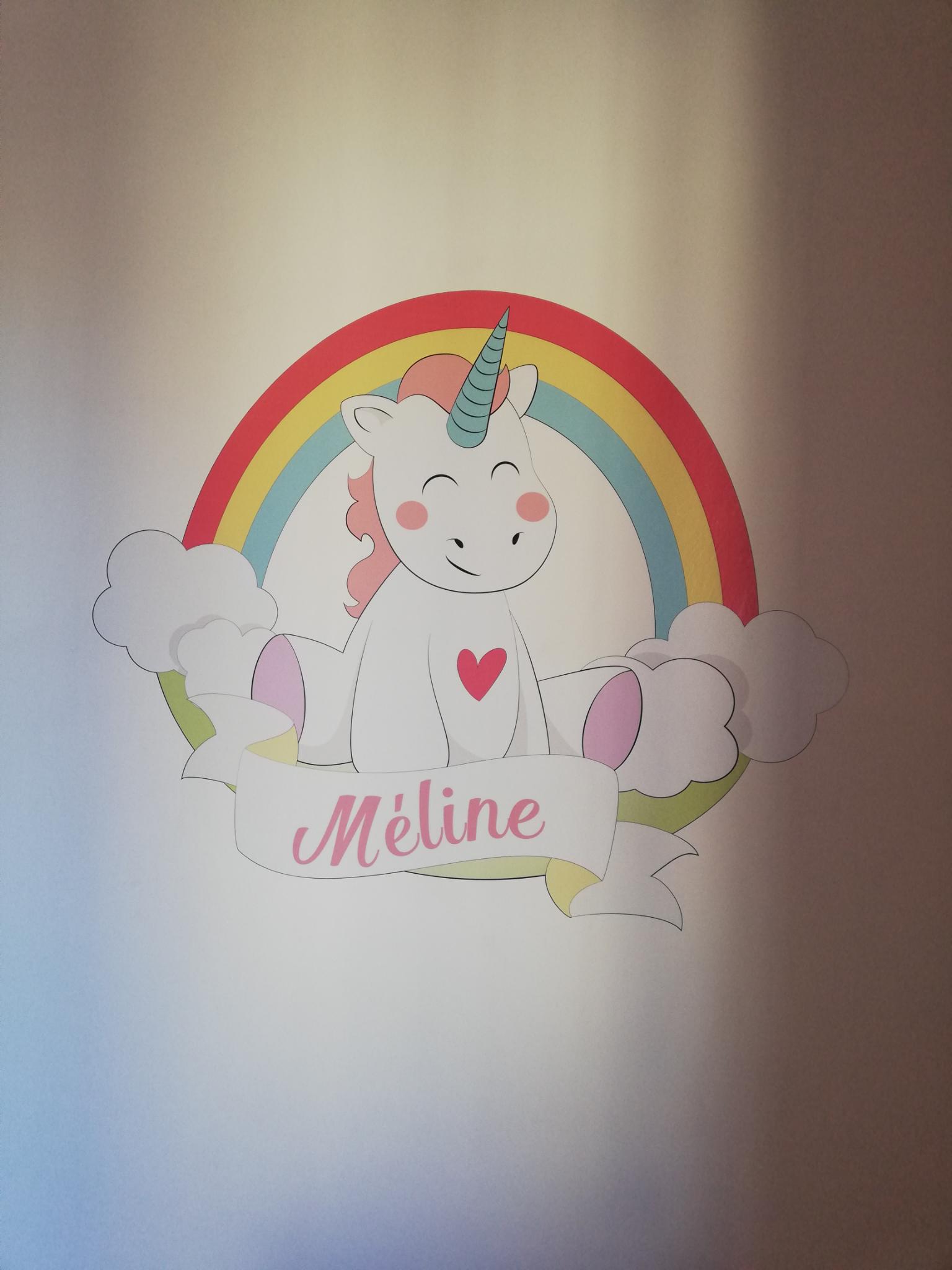 Adesivo Murale Personalizzato Unicorno Per Bambina | Sticker Arcobaleno Con Nome | Rimovibile E Riposizionabile | Per Cameretta E Sala Giochi
