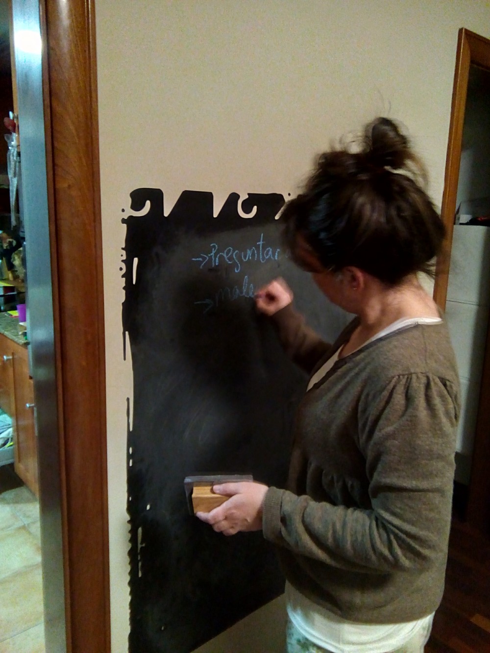 Lavagna Nera Da Gesso 120x90 Cm In Cornice Nera Di Legno