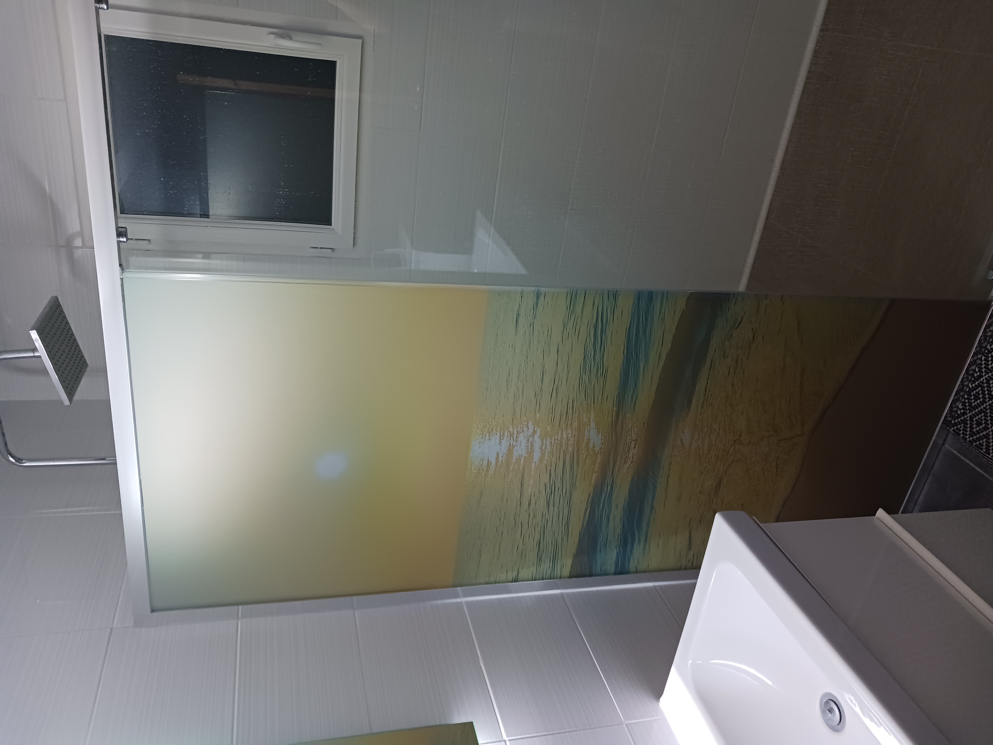 Sticker paroi de douche salle de bain plage et soleil - TenStickers