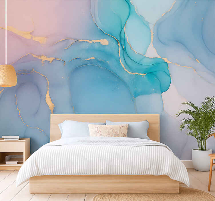 Papel mural dormitorio juvenil efecto de aguas tranquilas - TenVinilo