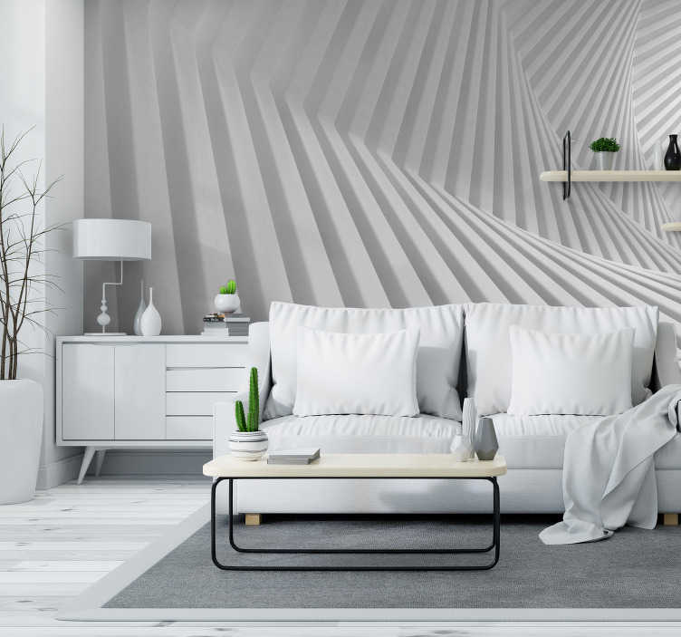 Light colored 3d geometric wallpaper illusion of depth and spaciousness