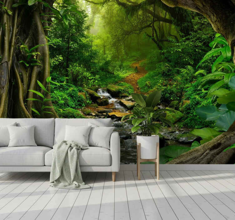 Forest wall mural tropical forest oasis - TenStickers