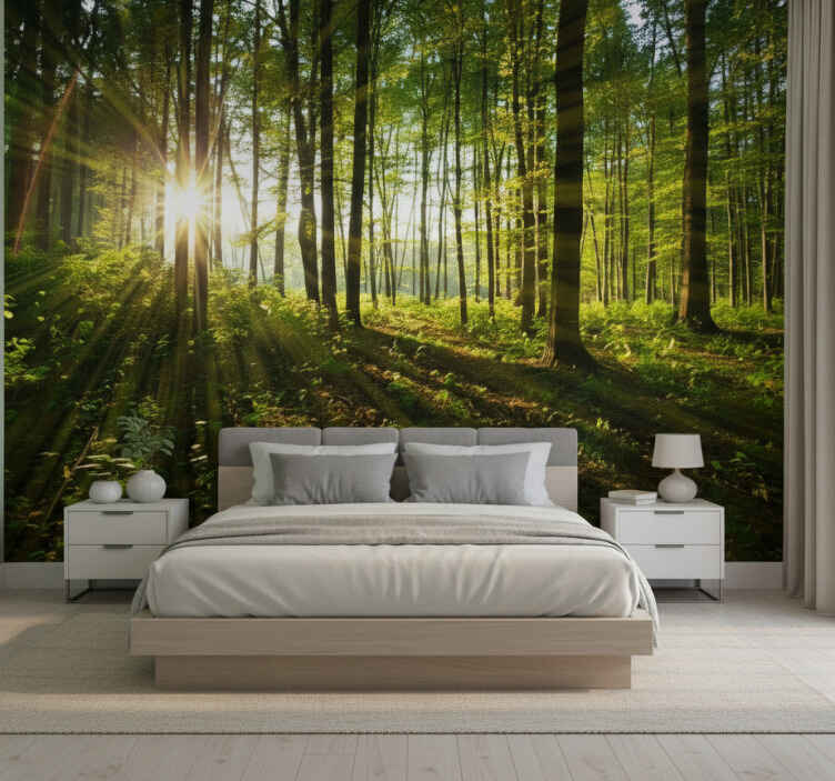 Mural de bosque bosques del sol radiante - TenVinilo