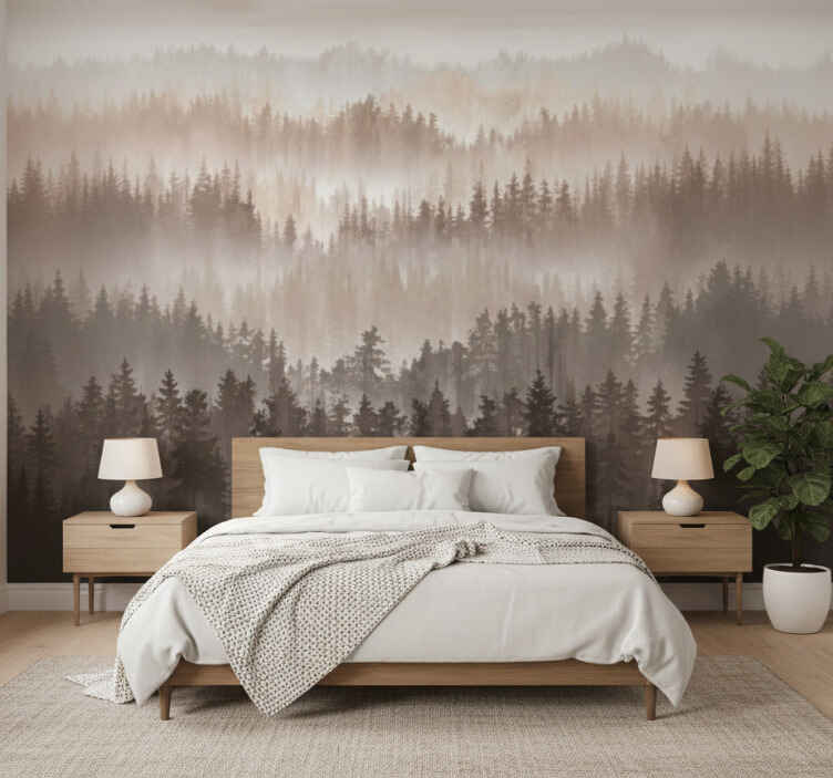 Fotomurais de paisagens camadas de floresta de madeira - TenStickers