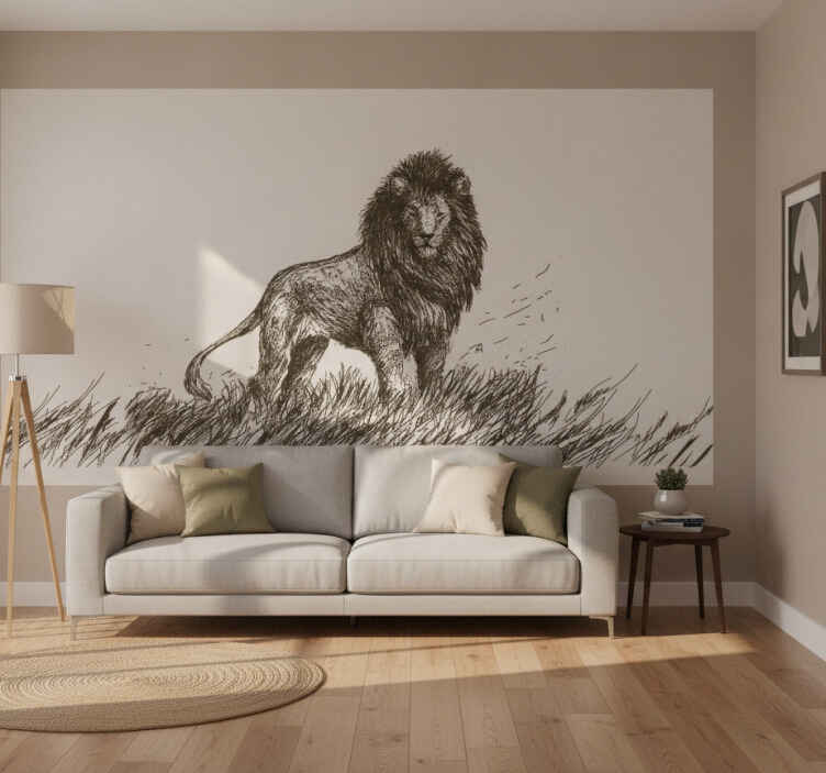 African wall mural realistic lion artwork - TenStickers