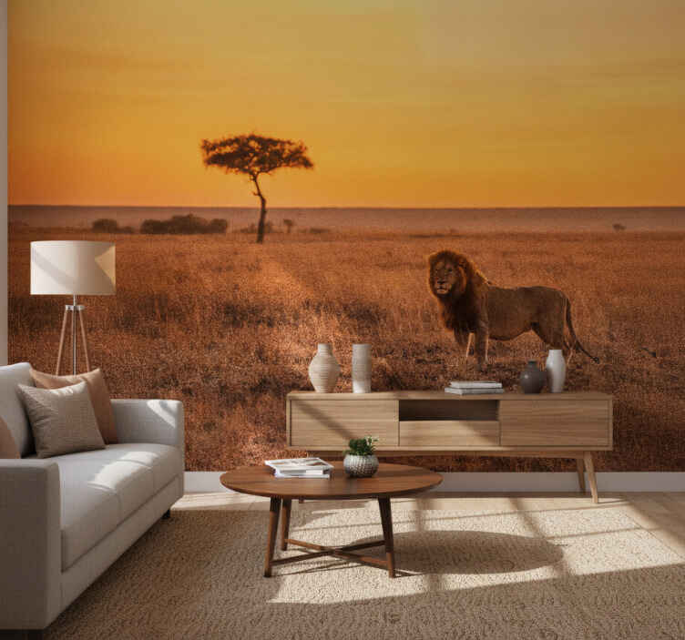 Fototapete afrikanisch abendlicher savannenbaum - TenStickers