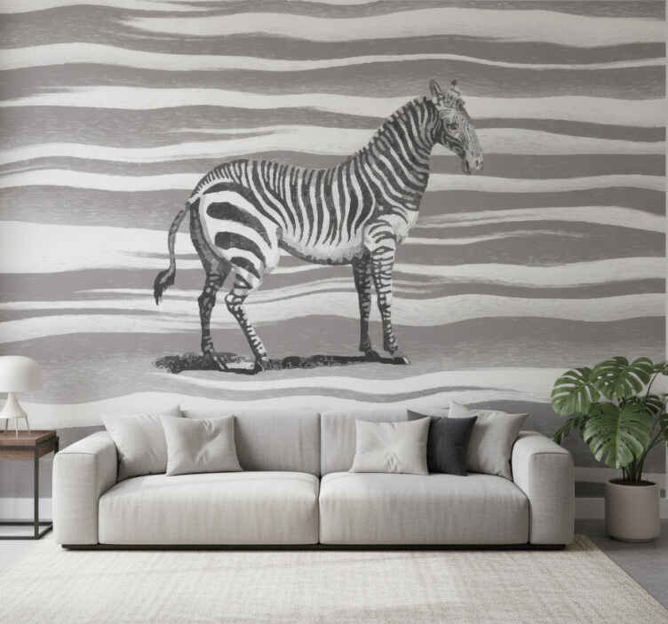 Fototapete afrikanisch vintage zebra illustration - TenStickers
