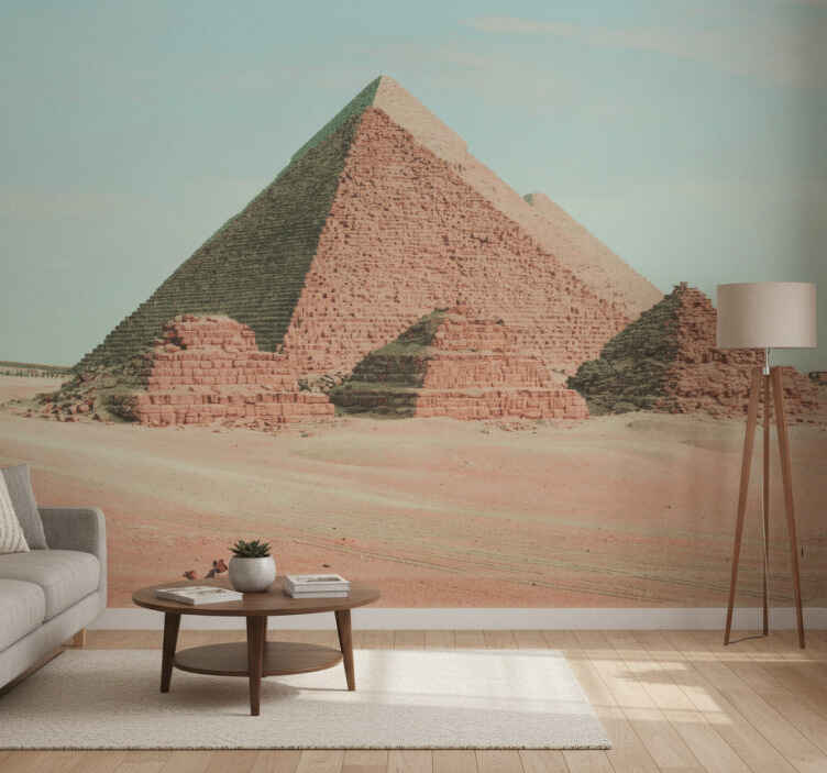 Desert wall mural pyramids aesthetic art - TenStickers