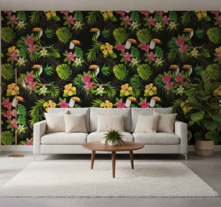 Foto behang jungle vinyl voor meubels jungleplanten - TenStickers