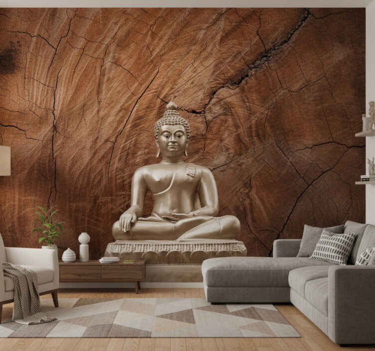 Fotobehang boeddha houten boeddha - TenStickers
