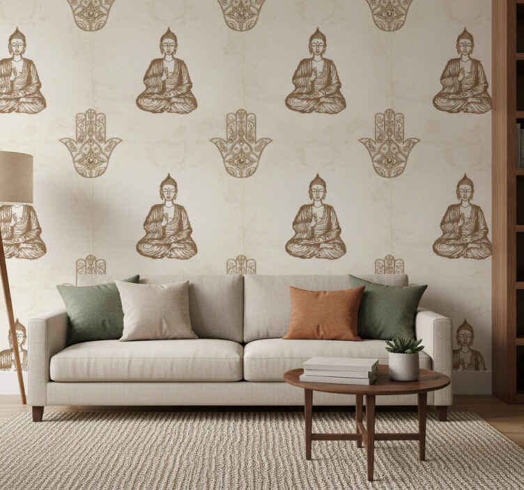 Mural de buda símbolo de la mano hamsa - TenVinilo