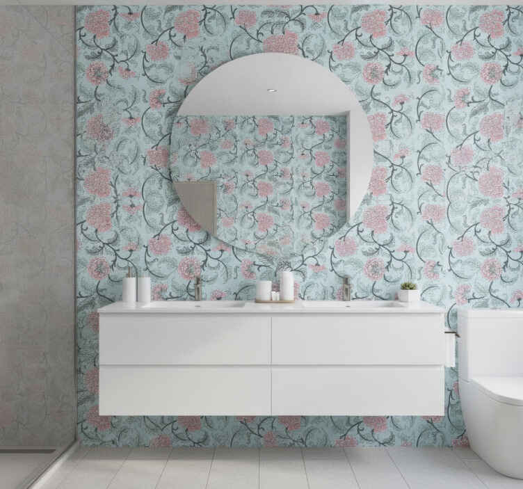 Wall mural bathroom japanese flowers window film - TenStickers