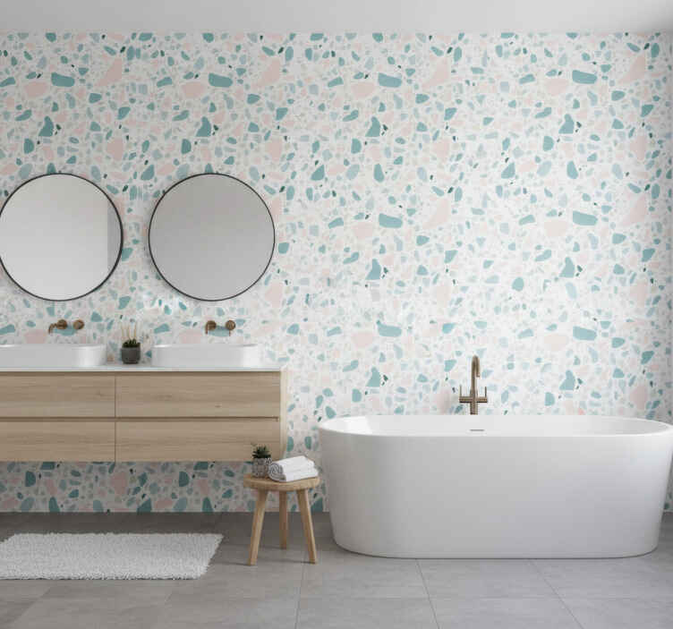 Wall mural bathroom terrazzo tile design - TenStickers
