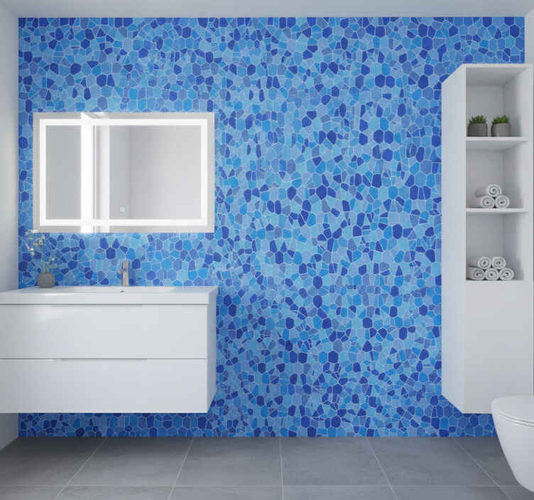 Wall mural bathroom blue mosaic - TenStickers