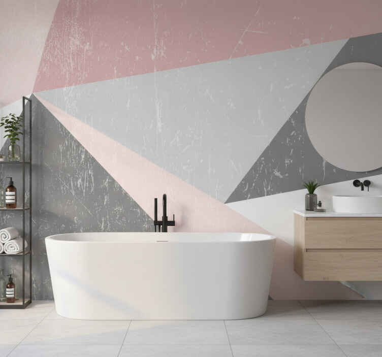 Wall mural bathroom geometric triangle nordic colors - TenStickers