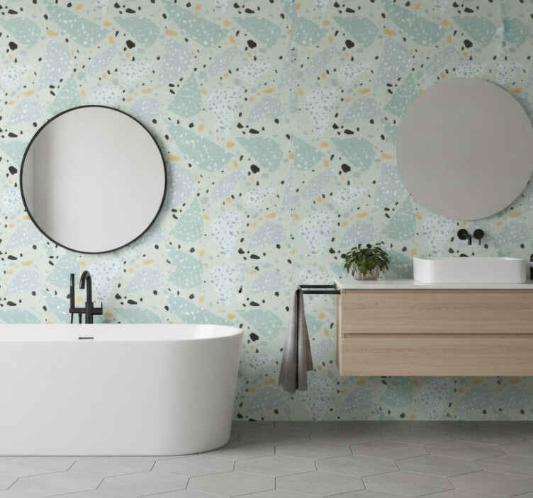Wall mural bathroom geometric terrazzo - TenStickers
