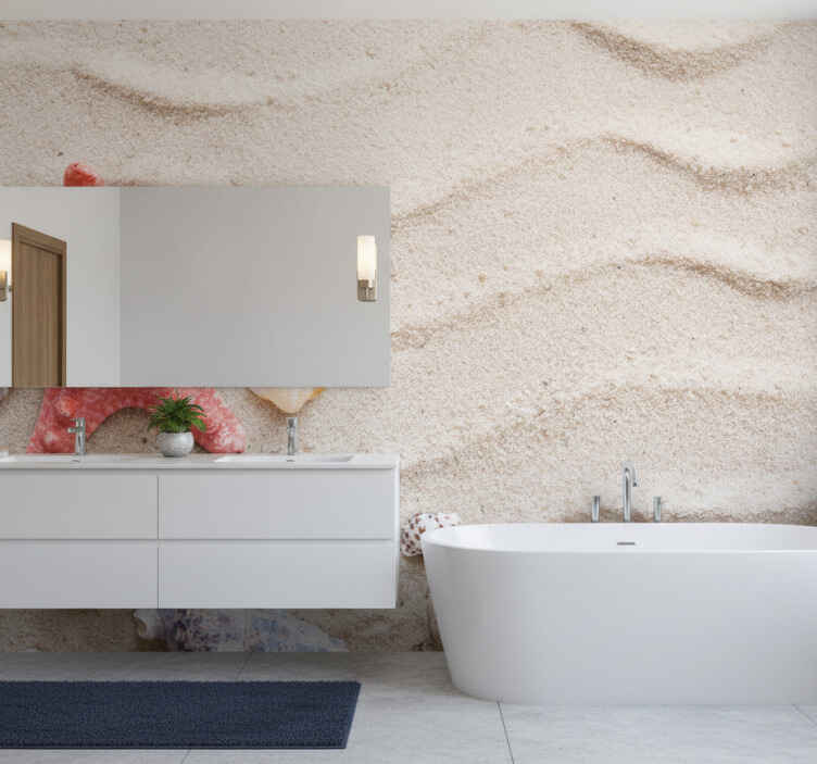 Wall mural bathroom starfish and shells on sand - TenStickers
