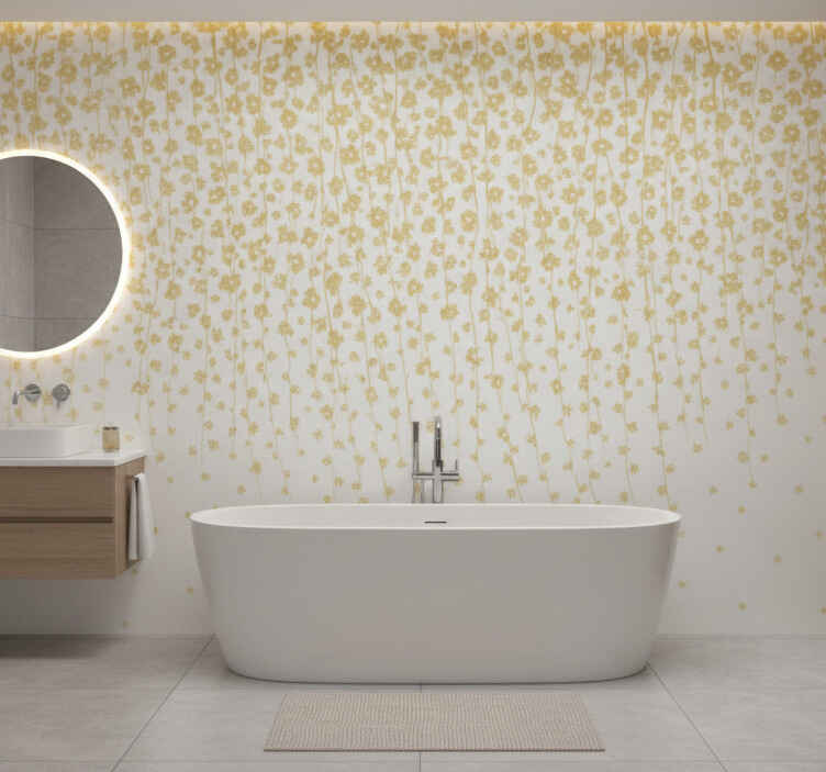 Wall mural bathroom flowers waterfall - TenStickers