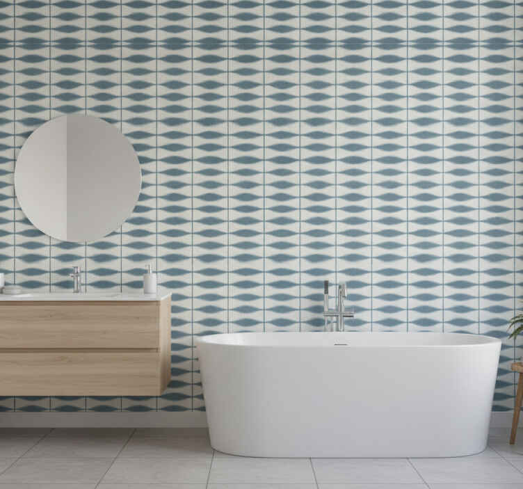 Wall mural bathroom shibori denim design - TenStickers