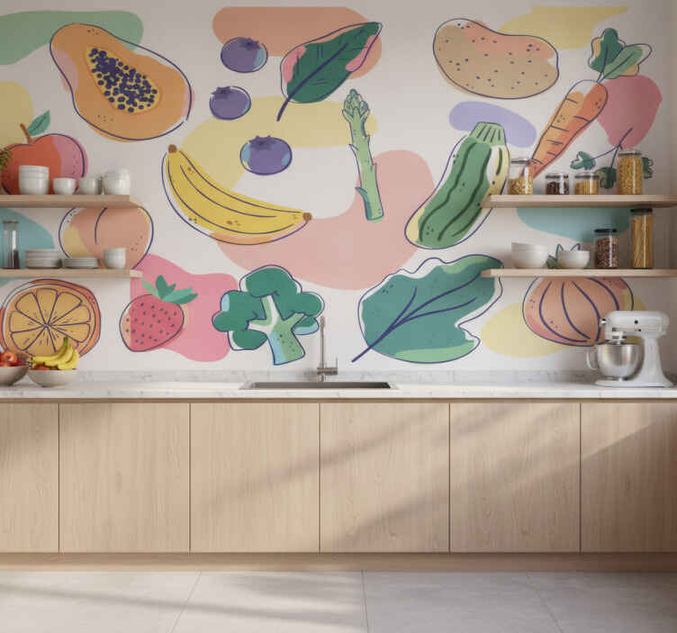 Fotobehang keuken kleurrijke vruchten - TenStickers