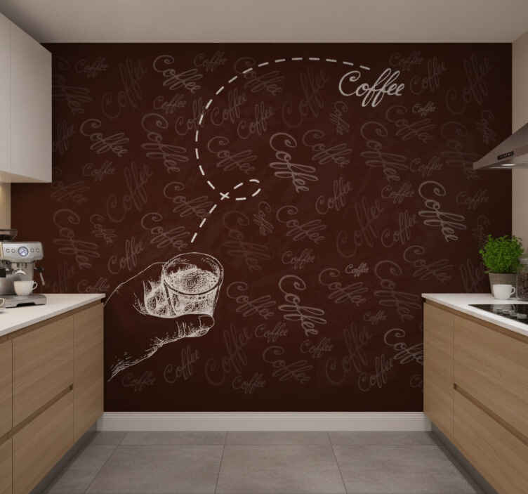 Fotobehang keuken shot van koffie - TenStickers