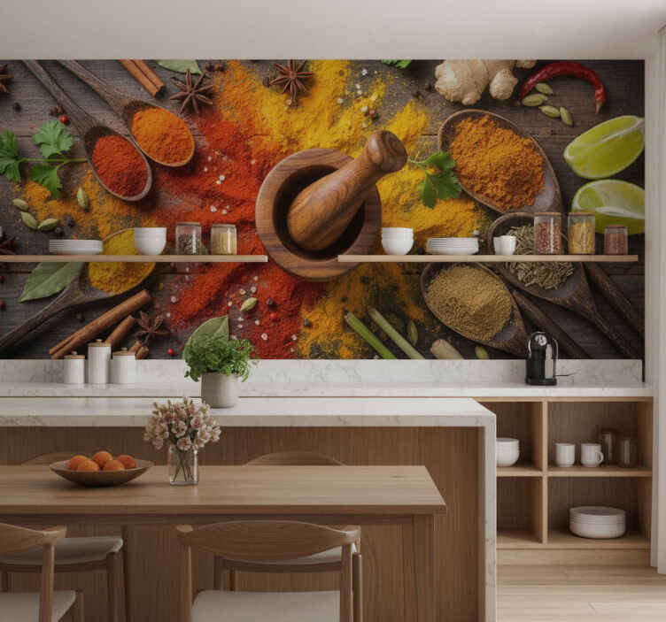 Fotobehang keuken explosieve wereld van specerijen - TenStickers