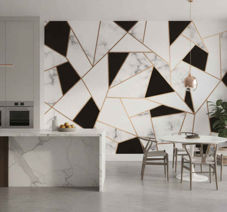 Fotobehang keuken elegante zwart-wit textuur - TenStickers