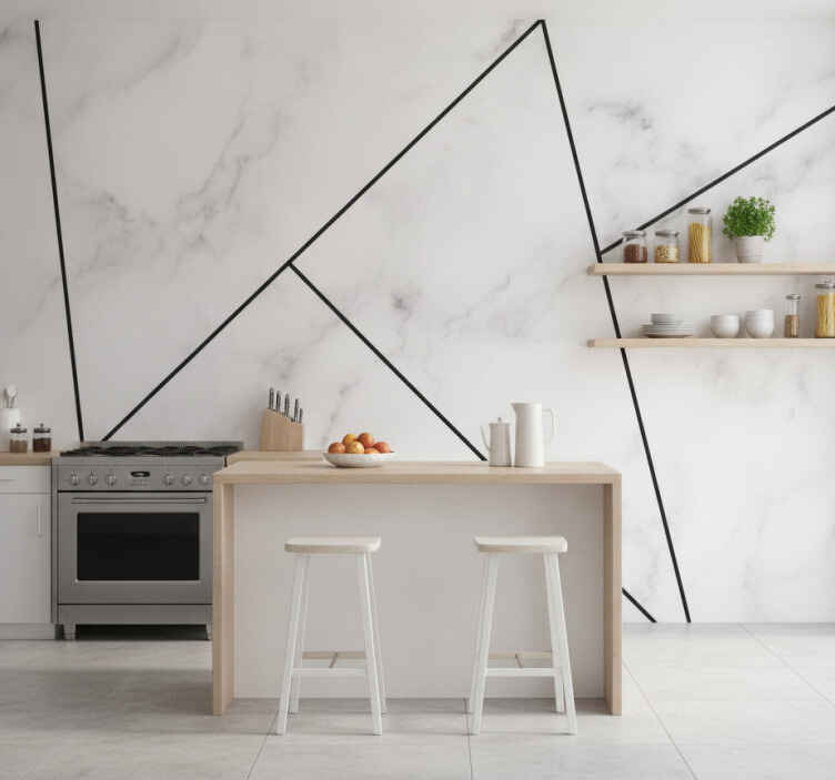 Fotobehang keuken witte elegante marmer - TenStickers