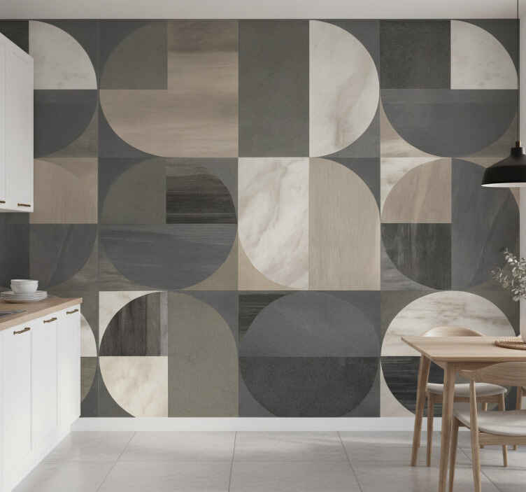 Fotobehang keuken halve cirkels patroon - TenStickers