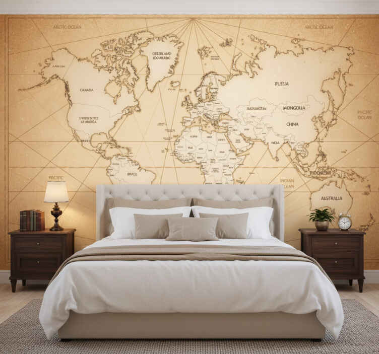 Tapisserie beige style xixe siècle avec texte - TenStickers