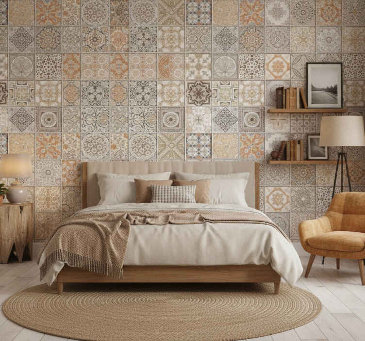 Fotomurale beige collage caldo vintage - TenStickers