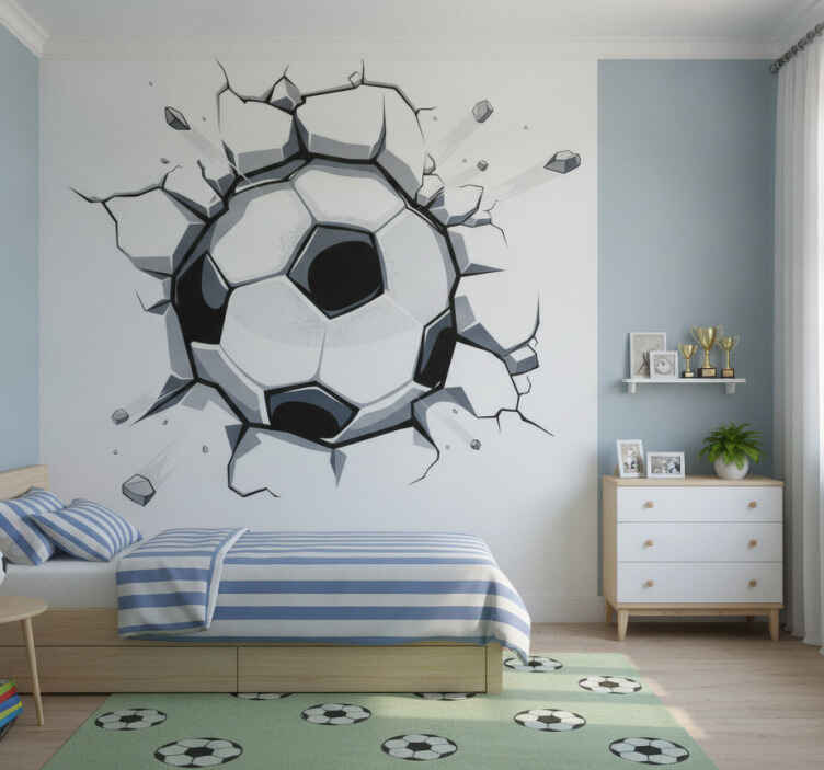 Fototapete weiß 3d kinder fußballmotiv - TenStickers